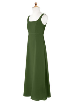 Azazie Renee Junior Olive A-Line Side Slit Chiffon Dress image7