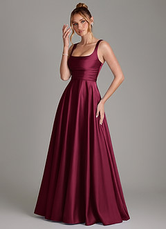 Azazie Azaria Bridesmaid Dresses Burgundy A-Line Corset Stretch Satin Dress image3