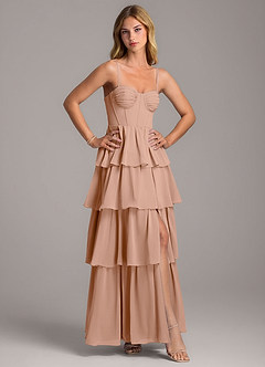Azazie Alanna Bridesmaid Dresses Champagne Rose A-Line Sweetheart Neckline Chiffon Dress image5