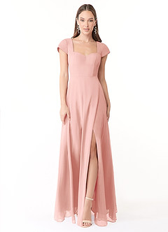 Azazie Hainsly Final Sale Rosette A-Line Sweetheart Neckline Chiffon Dress image1