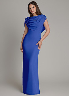 Azazie Hadley Bridesmaid Dresses Royal Blue Mermaid Pleated Chiffon Dress image2