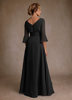 Azazie Eire vestidos de madre de la novia Vestido de Negro de Gasa de Corte en A con Plisado image2
