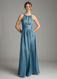 Azazie Bonnie Bridesmaid Dresses Bermuda A-Line Pleated Stretch Satin Dress image3
