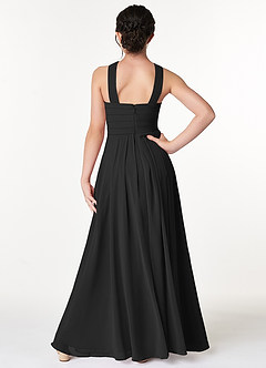 Azazie Kaleigh Junior Black A-Line Pleated Chiffon Dress image2