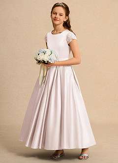 Azazie Bunny Junior Formal Robe Demoiselle D'honneur Fillette Robe Princesse en Dentelle Rose Pétale image6