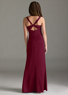 Azazie Mero Junior Mulberry Mermaid Pleated Stretch Satin Dress image5