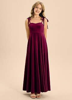 Azazie Rosey Junior Brick Red A-Line Sweetheart Neckline Velvet Dress image5