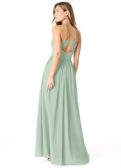 Azazie Cora Bridesmaid Dresses Agave A-Line Pleated Chiffon Dress image2