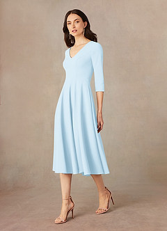 Azazie Nassif Mother of the Bride Dresses Sky Blue A-Line Stretch Crepe Dress image2