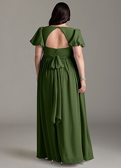 Azazie Madisynn Maternity Bridesmaid Dresses Bow Chiffon Floor-Length Dress image6