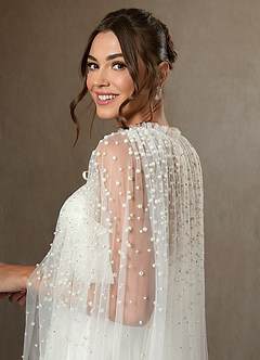 front Mantella in tulle con perle a cascata