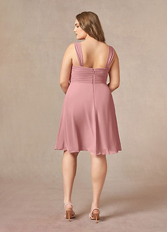 Azazie Olivia Mother of the Bride Dresses Dusty Rose A-Line Square Neckline Pleated Chiffon Dress image11