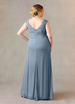 Azazie Edelin Mother of the Bride Dresses Dusty Blue A-Line Sweetheart Neckline Pleated Mesh Dress image9