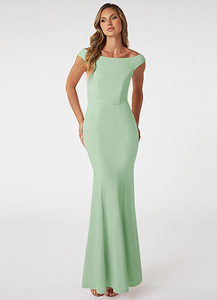 Azazie Nicolina Bridesmaid Dresses Dusty Sage Mermaid Square Neckline Stretch Crepe Dress image1