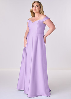 Barbie ♥ Azazie Bridesmaid Dresses Lilac A-Line Off the Shoulder Stretch Satin Convertible Dress image9