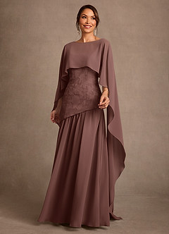 Azazie Flossie Mère de la mariée Robes Robe Trapèze en Mousseline de soie Plissée Expresso image3