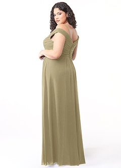 Azazie Audrianna 신부 들러리 드레스 A라인 오프 더 숄더 쉬폰 바닥 길이 드레스 image10