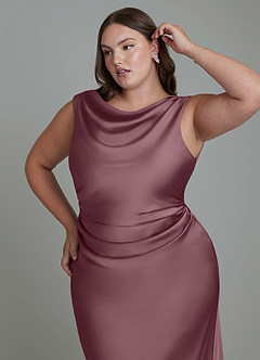 Azazie Kieryn Bridesmaid Dresses Amethyst Mermaid Pleated Stretch Satin Dress image12