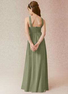 Azazie Jiya Junior Pistachio A-Line Pleated Chiffon Dress image2