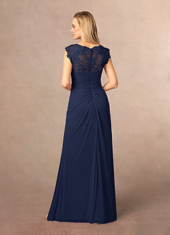 Azazie Jovie Mother of the Bride Dresses Dark Navy A-Line Lace Dress image3