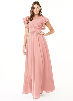 Azazie Daphne Modest Bridesmaid Dresses A-Line Ruffled Chiffon Floor-Length Dress image1