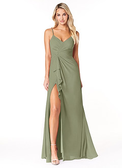 Azazie Emerald Bridesmaid Dresses Pistachio A-Line Ruffled Chiffon Dress image4