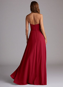 Azazie Wren Bridesmaid Dresses Scarlet A-Line Side Slit Chiffon Convertible Dress image2