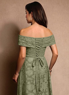 Azazie New Britain Mother of the Bride Dresses Pistachio A-Line Pleated Floral Burnout Dress image7