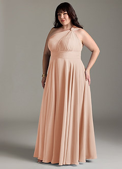 Azazie Charlize Bridesmaid Dresses English Rose A-Line One Shoulder Chiffon Dress image11