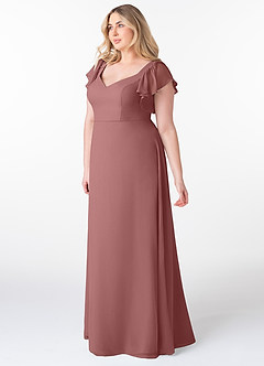 Azazie Syenna Bridesmaid Dresses Desert Rose A-Line Ruched Chiffon Dress image8