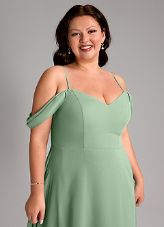 Azazie Marley Bridesmaid Dresses Matcha A-Line Off the Shoulder Chiffon Convertible Dress image16