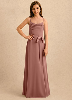 Azazie Jasslyn Girls Formal Blumenmädchenkleider A-Linie Plissee Chiffon Kleid Zedernrose image4