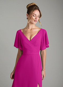 Azazie Ambrosia Bridesmaid Dresses Fuchsia A-Line Pleated Chiffon Dress image3