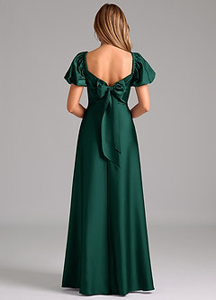 Azazie Fatima Bridesmaid Dresses Emerald A-Line Pleated Stretch Satin Dress image6