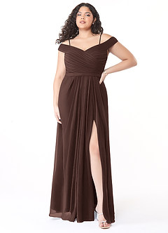 Azazie Audrianna Final Sale Burgundy A-Line Off-The-Shoulder Gathered Chiffon Convertible Dress image7