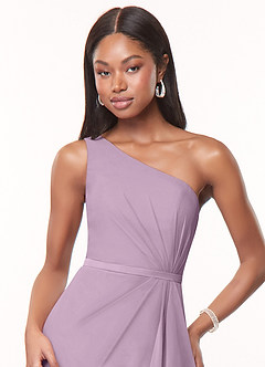 Azazie Liza Bridesmaid Dresses Wisteria Mermaid One Shoulder Chiffon Dress image5
