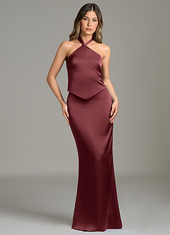 Azazie Francesca Ready to Ship Merlot Stretch Satin Bridesmaid Dresses