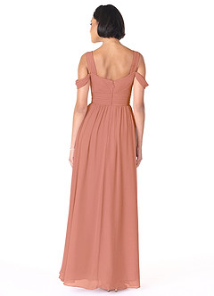Azazie Lianne Brautjungfernkleider A-Linie Schulterfrei Chiffon Kleid Mai Tai image7