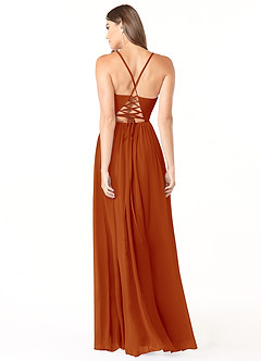 Azazie Aaida Bridesmaid Dresses Paprika A-Line Corset Chiffon Dress image2