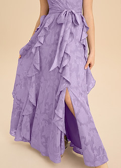 Azazie Peyton Junior Linie A Plisat Floral Burnout Lungime până la podea Domnișoară de onoare junioră Rochie image8