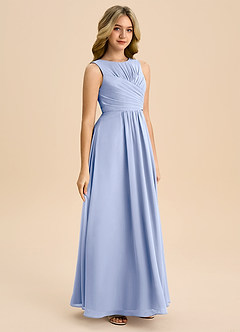 Azazie Skyla Junior Ice A-Line Pleated Chiffon Dress image4