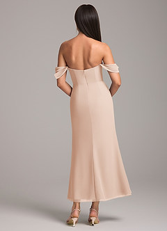 Azazie Saige Bridesmaid Dresses English Rose Sheath Off the Shoulder Chiffon Convertible Dress image5