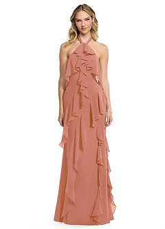 Azazie Velma Robes de demoiselle d'honneur Robe Trapèze en Mousseline de soie Fente Latérale Mai Tai image1