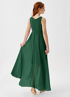 Azazie Lizette Junior Dark Green A-Line Pleated Chiffon Dress image2