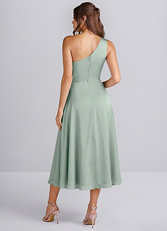 Brook Agave Green Ein-Schulter-Satin-Midikleid mit Schlitz image2
