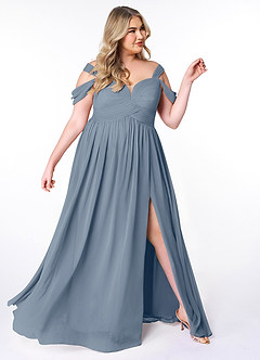 Azazie Lianne Bridesmaid Dresses A-Line Off the Shoulder Chiffon Floor-Length Dress image3