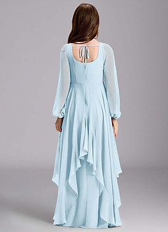 Azazie Clara Junior Sky Blue A-Line Blouson Chiffon Dress image2