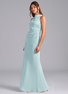 Azazie Evadne Bridesmaid Dresses Sea Glass A-Line Pleated Chiffon Dress image1