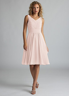Azazie Grace Bridesmaid Dresses Rose Petal A-Line Pleated Chiffon Dress image1