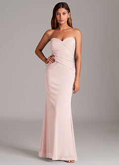 Azazie Katelyn Venta Final Vestido de Rosa Rubor de Malla de Corte Recto Convertible con Sin tirantes image5